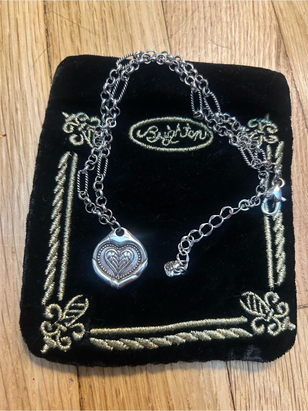 Brighton Silver Heart Wings of Faith Necklace with Filigree Detail